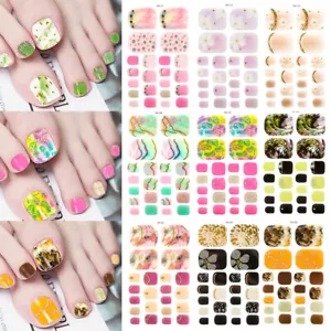 Toe Nail Wraps Art Stickers Self Adhesive Full Cover 22 Tips DIY Manicure Decals - Picture 1 of 39