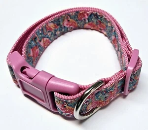 Dog Collar Hot Pink Flamingo Girly Print 1" Wide.. 3 1/2" To 6 " Neck Size.... - Picture 1 of 5