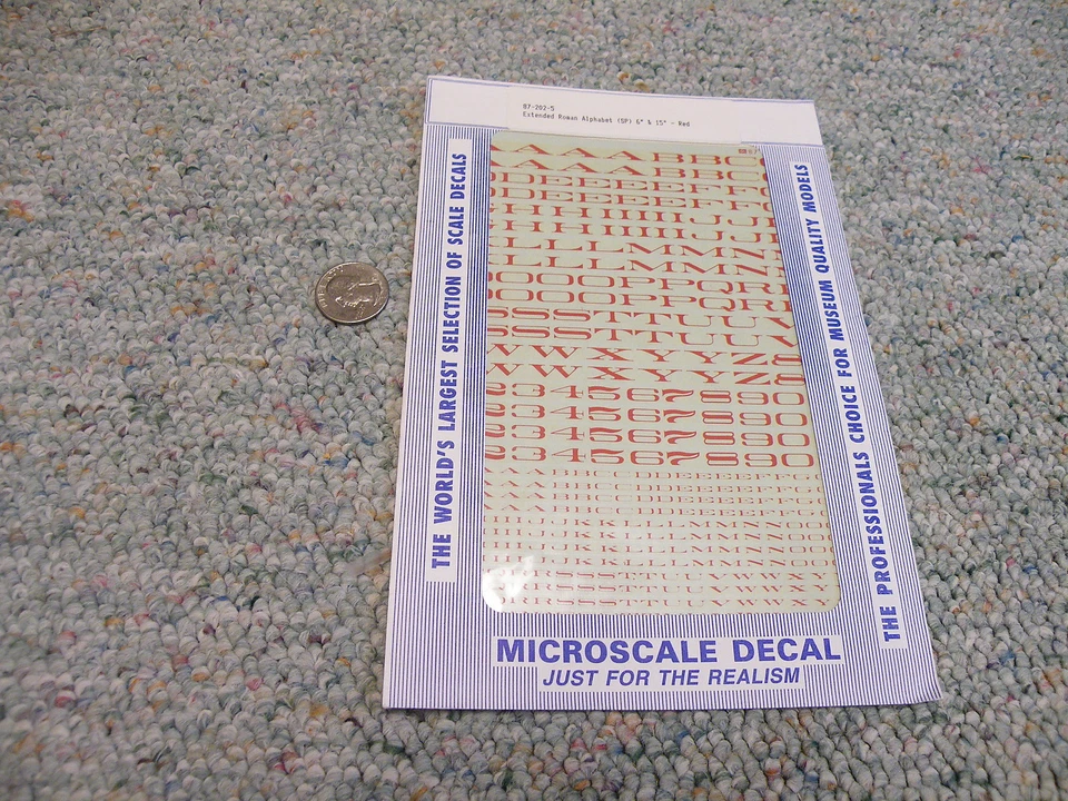 Microscale  decals HO 87-202-5 Extended Roman alphabet SP 6" 15" red A93 - Image 1 of 1