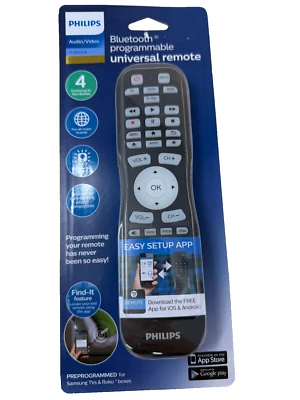 Philips 4 Dispositivos Bluetooth Universal Programable Retroiluminado Control Remoto Negro Foto 1 de 2