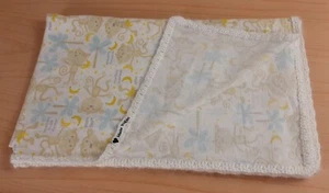 Manta de recepción de franela para bebé vintage con borde de ganchillo mono plátanos niño niña - Imagen 1 de 7