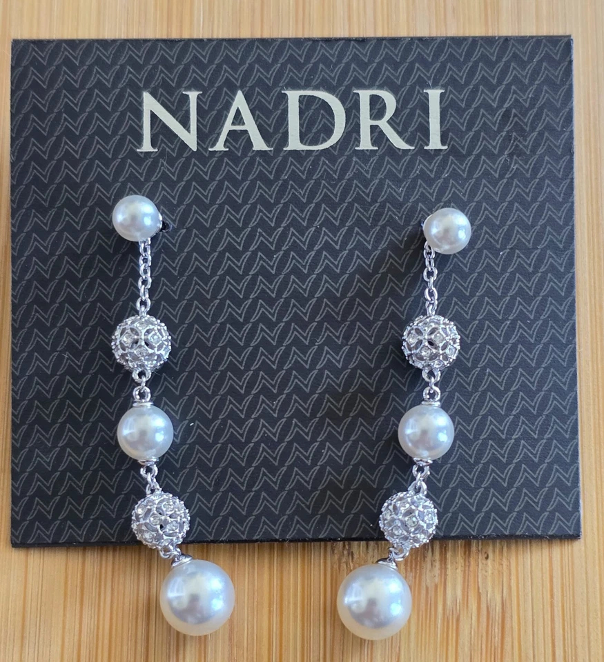 #14 Nadri   Freshwater Pearls Dangle earrings MSRP $55 NWT - Image 1 of 1