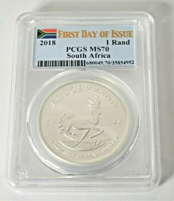 2018 First Day of Issue S. Africa 1 Rand Coin PCGS MS70 FREE SHIPPING - Image 1 of 2