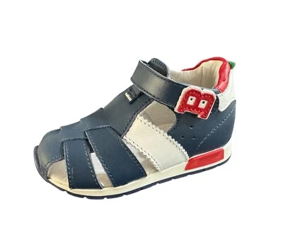 Sandali Balducci CITA1028 pelle blu, bianca e rossa Made in Italy - Immagine 1 di 4