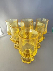 6 Tiffin Franciscan Glass Madeira Cornsilk Yellow Juice Wine Goblets 4 7/8" Tall - Picture 1 of 3