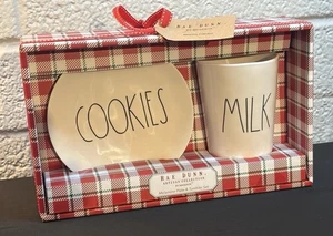 NIB Rae Dunn COOKIES & MILK PLATE & CUP Christmas Santa Holiday Decor READ - Picture 1 of 14
