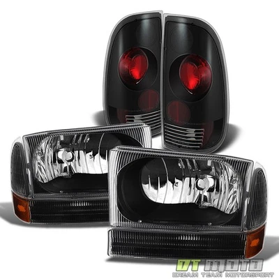 Black Fits 1999-2004 Ford F250/350/450/550 Superduty Headlights+Tail Brake Lamps - Изображение 1 из 4