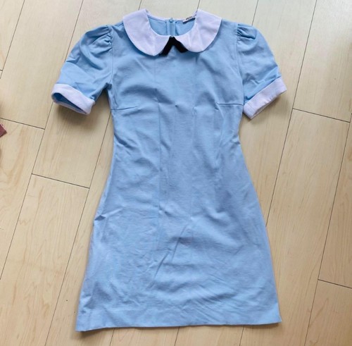 MIU MIU mini abito miumiu colletto tondo taglia 38 azzurro lunghezza 30 7 pollici