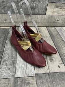Scarpe ballerine Free People da donna taglia UK 4 bordeaux oro solitario pelle - Foto 1 di 10