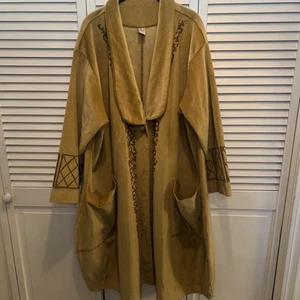 Vintage Blue Fish Duster Coat Size 3 Oversized See Measurements & Size Chart - Picture 1 of 16