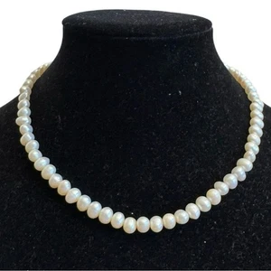 Fresh Water Cultured Pearl Necklace 8 mm 16" Sterling Silver - Picture 1 of 16