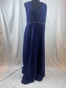 Wonder By Jenny Peckham Navy Blue Long Chiffon Formal Dress Women’s Size 14 - Picture 1 of 15