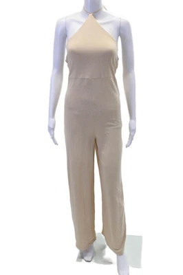 Zara Womens Textured Halter Top Casual Jumpsuit Nude Size S - Image 1 of 4