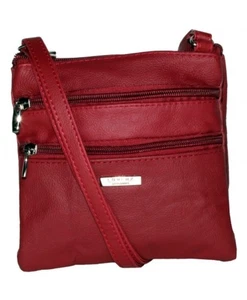 Lorenz PU Leder Doppelreißverschluss Tasche kleine Umhängetasche Handtasche & Organizer Taschen - Bild 1 von 3
