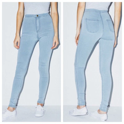 Jean American Apparel Denim The Easy Azul Claro Lavado Elastizado Cintura Alta Talla Pequeña Foto 1 de 4