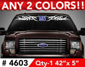 NY GIANTS "NY" TRIBAL WINDSHIELD DECAL STICKER, 42"w x 5" Any 2 Colors - Bild 1 von 2