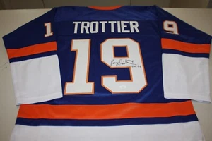 BRYAN TROTTIER #19 Sewn Stitched Autographed Custom BLUE Islanders JERSEY JSA - Picture 1 of 3