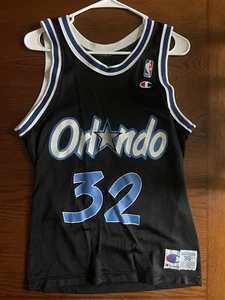 Vintage Shaq Orlando Magic Shaquille O’Neal Champion Jersey Size 36 Black Small - Picture 1 of 16