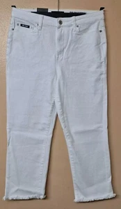DKNY Rivington Jeans White Cropped Raw Edge Hem Size 12 - Picture 1 of 8