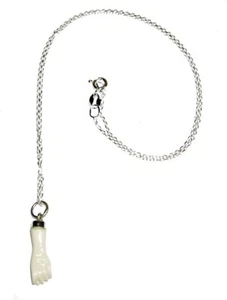 COLGANTE FIGA PLATA 925 en Blanco hueso "PROTECTOR" + CADENA PLATA y Estuche - Imagen 1 de 4