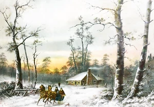 Winter Sunset by William Chandler very old art 16 x 23 - Picture 1 of 1