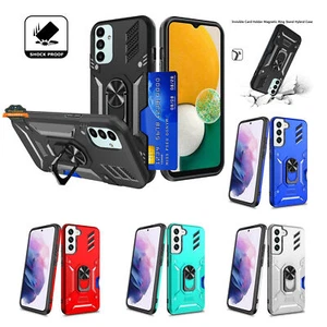 For Samsung Galaxy S22 Ultra Invisible Wallet Card Holder Ring Stand Case Cover - Picture 1 of 37