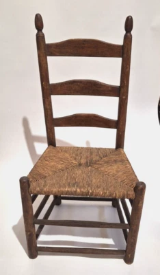 Vintage  Amish Shaker Chair Ladder Back Woven Wicker Seat - Image 1 of 4