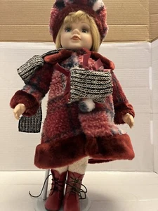 Haunted Doll Active Blonde Russian Girl Red Dress Winter Vintage 17” Porcelain - Picture 1 of 18
