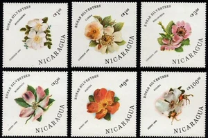 Stamps Nicaragua 1986 Sc 1494-99 Wild Roses Full Set MNH - Picture 1 of 1
