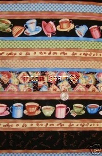 BTY Galaxy Let's Do Coffee Cup Sample Prints Cotton Fabric By The Yard 2001J - Image 1 of 1