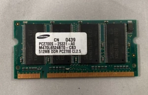 Samsung 512MB DDR Laptop - PC2700S RAM TESTED SODIMM M470L6524BT0-CB3 - Picture 1 of 2