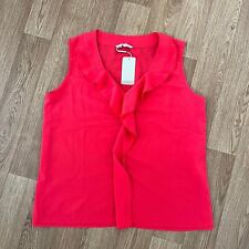 Sfera Women's Red Sleeveless Cami Ruffle Blouse UK Size XL 