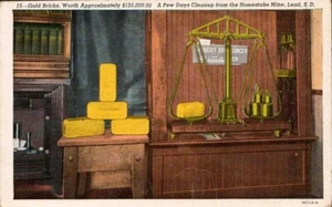 Linen Postcard Gold Bricks Homestake Mine Lead South Dakota SD UNP Scales - Picture 1 of 2