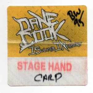 Dane Cook 2009 Isolated Incident Tour Local Crew Satin Backstage Pass, Yellow - Picture 1 of 1