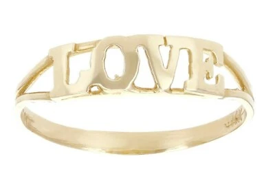 14k Yellow White or Rose Gold LOVE Ring Sizes 5 -10 - Image 1 of 4