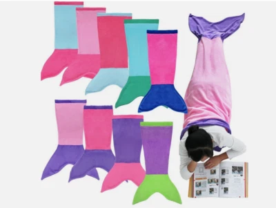 OHS Kids Mermaid Blanket Girls Gift Tail Cosy Soft Throw Fleece Home Travel Car Bus