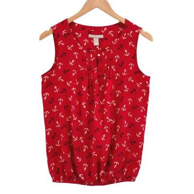 Banana Republic Anchor Blouse Top Size Small Women's Red Sleeveless Pullover - Imagem 1 de 4