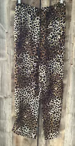Pantalones de pijama de salón vintage semi transparentes estampado de leopardo cintura elástica pierna ancha M L - Imagen 1 de 9