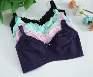 UK Women's Non wire Bra Lace Non Padded Plus Size Full Coverage Minimizer Bras - Picture 1 of 16