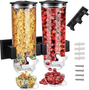 2 Pack Wall Mounted Cereal Dispensers Food Dispenser Kitchen Storage Snack Beans - Picture 1 of 9