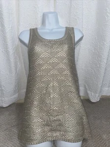 Moth Anthropologie metallic gold sleeveless sweater tank size Medium M EUC - Picture 1 of 3