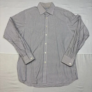 Charles Tyrwhitt Dress Shirt Men 16 White Black Striped Slim Fit Collared Formal - Picture 1 of 6