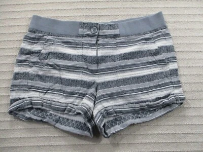 Ann Taylor 女式短裤 2 灰色条纹弹力纽扣口袋经典合身棉质 — 第 1/4 张图片