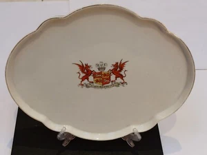 Large Welsh porcelain tray arms of wales marked J G Evans -Tenby and with W.H. G - Picture 1 of 6