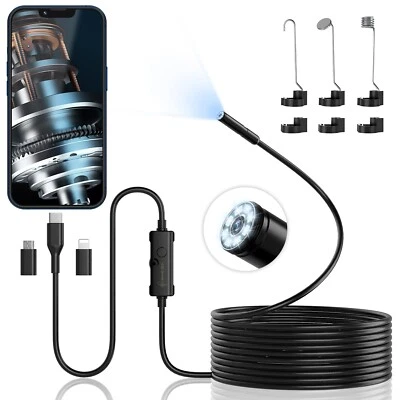 ENNOVOR 1920P HD Borescope Camera with 8 Adjustable LED Lights,16.4ft Semi-Rigid