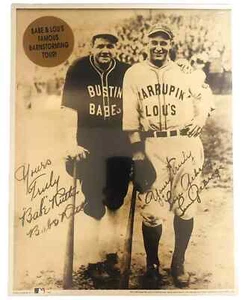 Póster fotográfico béisbol Bustin Babe Ruth Larrupin Lou Gehrig 2 firma reimpresión - Imagen 1 de 2