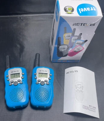 Retevis RT388 Kids Walkie Talkies UHF LCD+Flashlight, Royal Blue - One Pair - Image 1 of 4