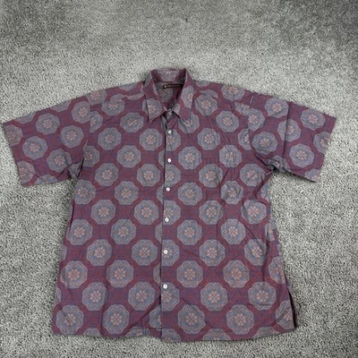 Tori Richard Hawaiian Shirt Mens XL Burgundy Blue Medallion Cotton Lawn Made USA - Image 1 of 4