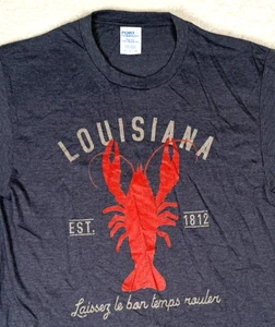 Louisiana Est 1812 Laissez Le Bon Temps Rouler Crawfish Gray T-Shirt Unisex S - Picture 1 of 5