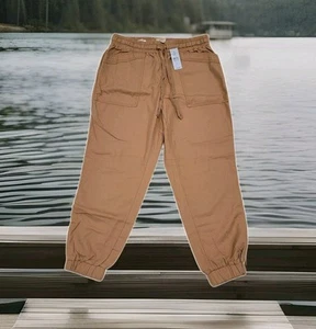 NWT Loft Womens Small Petite Khaki Color Jogger Pants - Elastic Waist & Ankle - Picture 1 of 9